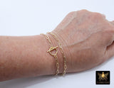 14 K Gold Filled Chain Bracelet, Single or Double Wrap Rectangle Drawn Chain