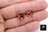 Pink Tourmaline Gold Plated 925 Sterling Silver Stud Gemstone Earrings with Loops - A Girls Gems