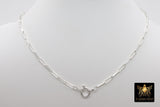925 Sterling Silver Bracelet or Necklace, Single or Double Wrap Rectangle Drawn Cable Chain, Large Clasp