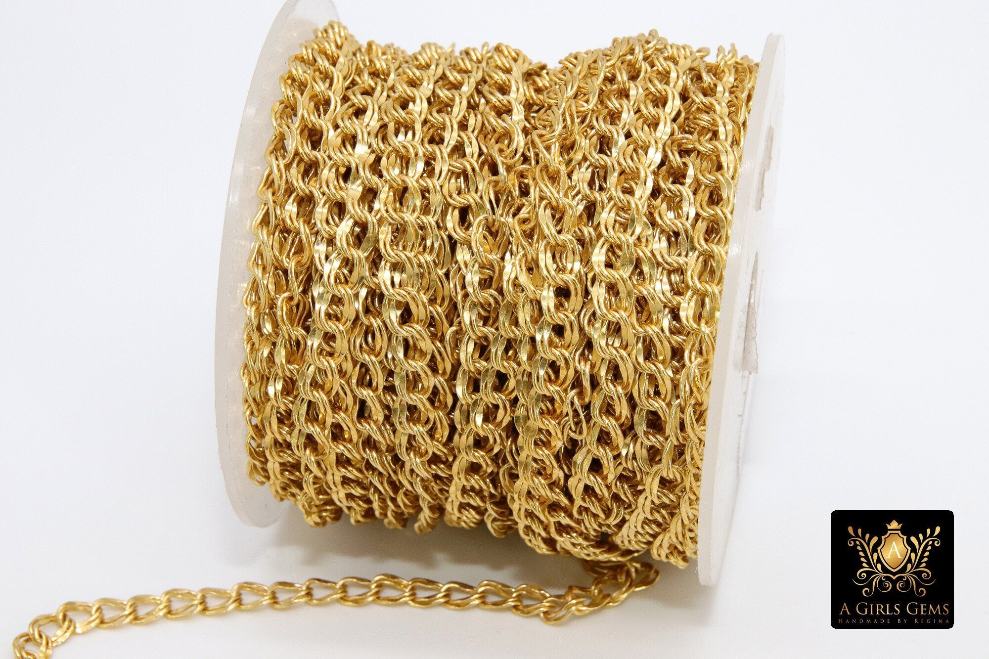 Cable Chain, 4 mm Square Diamond Unfinished Necklace CH #201, 16 k Brushed Gold Dainty Jewelry Chains