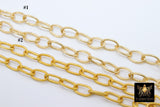Large Link Chain, 14 mm Rectangle Necklace Chain - CH #275, 22 k Matte Gold plated Bracelet Chunky Oval Cable Chains Soldered Connector