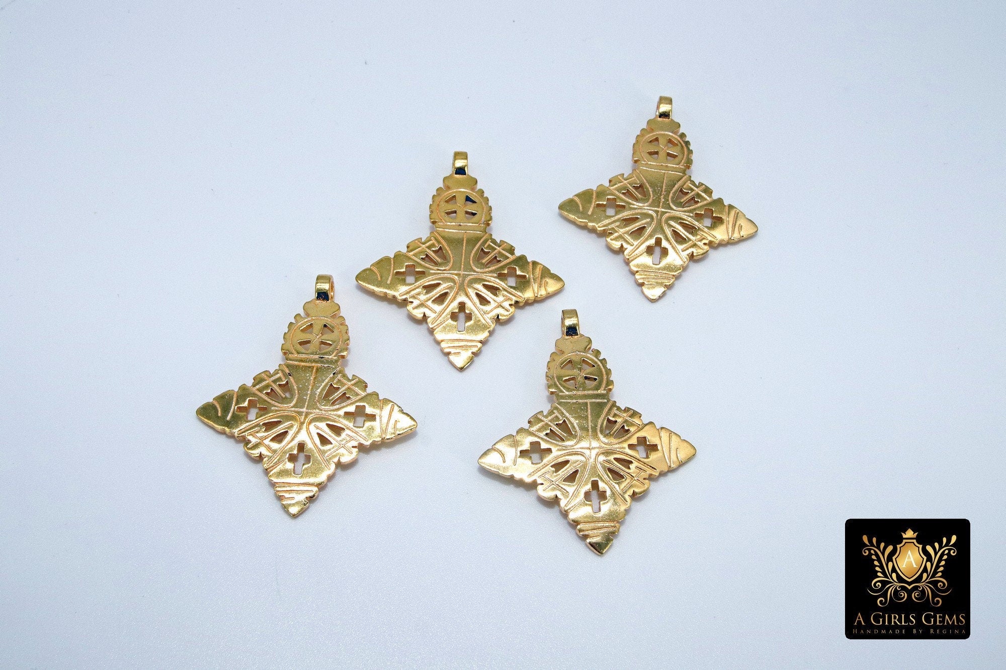 Brass Ethiopian Coptic Cross Pendant, #2076 - A Girls Gems