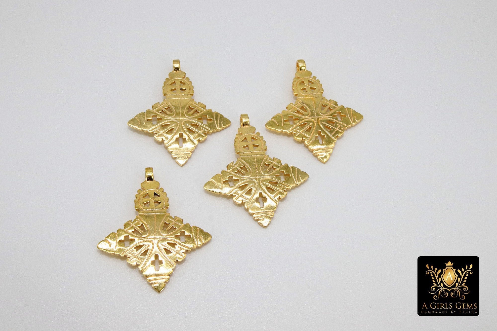 Brass Ethiopian Coptic Cross Pendant, #2076 - A Girls Gems