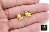 Lemon Quartz Gold Plated 925 Sterling Silver Stud Gemstone Earrings with Loops, Yellow Square Diamond Jewelry Findings