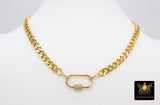 CZ Gold Oval Screw Clasp 304 Stainless Steel Cuban Curb Chain Choker - A Girls Gems