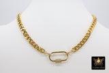CZ Gold Oval Screw Clasp 304 Stainless Steel Cuban Curb Chain Choker - A Girls Gems