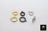Gold CZ Charm Holder Connector Rings, 8 or 10 mm Cubic Zirconia Slide Spacer Big Circle #137, Large Hole Silver