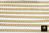 Gold Cuban Curb Chain, 304 Stainless Steel Heavy Flat Miami Diamond Cut Oval Jewelry Chains CH #217, By the Yard