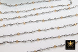 Gunmetal Rosary Chain, 4 mm Clear Metallic Crystal, Champagne Opalize - A Girls Gems