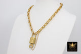 Gold Vintage Rolo Chain Chunky Necklace with Authentic Louis Vuitton Padlock #300 - A Girls Gems