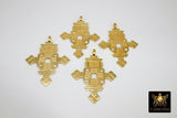 Gold Brass Ethiopian Coptic Cross Pendant, Large African Cross Brass Religious Necklace Jewelry - A Girls Gems