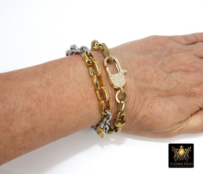 Gold Wrap Bracelet, Chunky Chain Link Bracelet, Gold Large Brass Vintage Chain - A Girls Gems