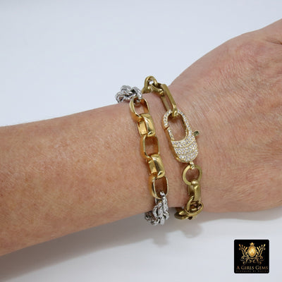 Gold Wrap Bracelet, Chunky Chain Link Bracelet, Gold Large Brass Vintage Chain - A Girls Gems