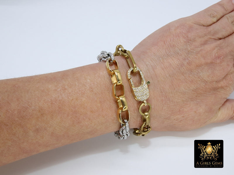 Gold Wrap Bracelet, Chunky Chain Link Bracelet, Gold Large Brass Vintage Chain - A Girls Gems