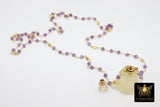 Perfume Bottle Rosary Beaded Chain Necklace, Essence Oil Citrine, Natural Amethyst Gold Necklace - A Girls Gems