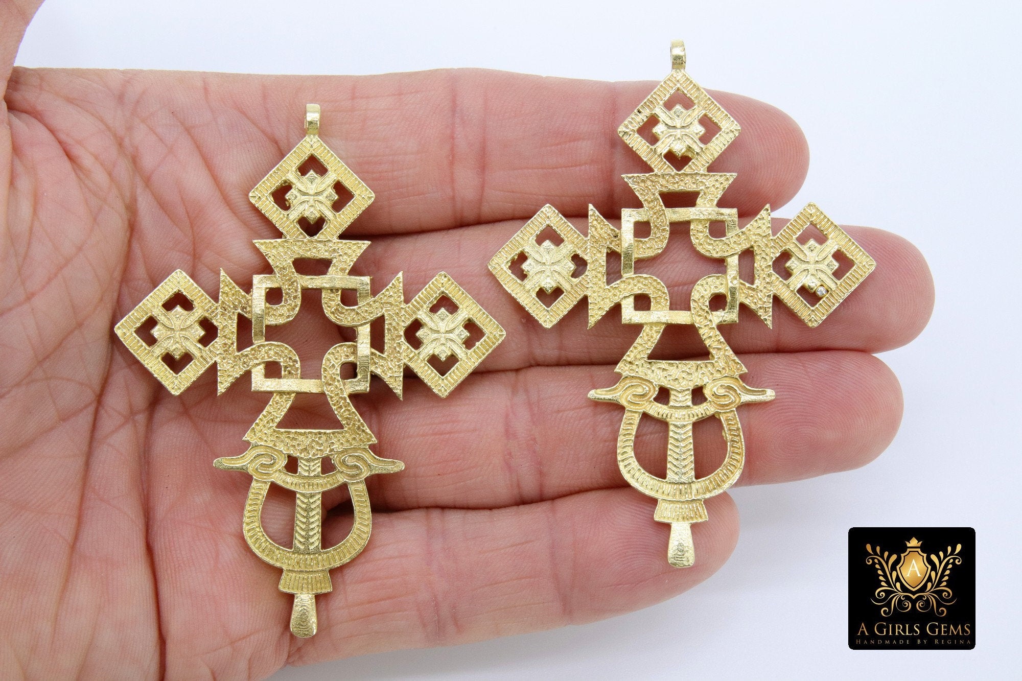 Brass Ethiopian Coptic Cross Jewelry Pendant African Cross Gold Charm Pendants Religious Jewelry Making Supplies