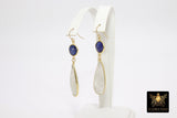 14 K Gold Moonstone Earrings, Sapphire Gemstones, September Birthstone Dangle - A Girls Gems