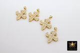 CZ Micro Pave Fleur De Lis Pendant, Gold Plated New Orleans Louisiana Charm, Jewelry Supplies