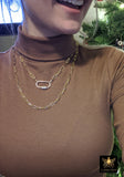 Gold Rectangle Necklace, Oval Screw Clasp Long Necklace, Wrap Necklace, Everyday Choker - A Girls Gems
