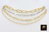 Rectangle Drawn Chain, Unfinished Gold Thick Paper Clip Chains, 1 mm Thick Necklace Cable Chains