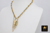 Gold Repurposed Textured Vintage Chain with Authentic LV Lock and Key #328 - A Girls Gems