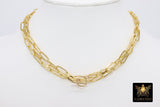 Gold Chain Necklace, Paper Clip Chain 14 K GF Toggle Bar Choker
