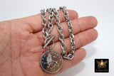 Silver Coin Necklace, Tangaroa God, Toggle Wrap Large Cable Chain, Cook Island Tiki Coin, Queen Elizabeth - A Girls Gems