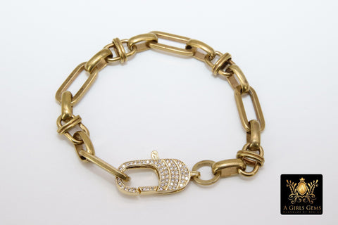 Gold Wrap Bracelet, Chunky Chain Link Bracelet, Gold Large Brass Vintage Chain - A Girls Gems