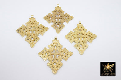 Brass Ethiopian Coptic Cross Jewelry Pendant African Cross Gold Charm Pendants Religious Jewelry Making Supplies - A Girls Gems