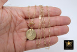 Coin Necklace, Medallion 14 K Gold Toggle Double Wrap Choker, Greek Owl Athena