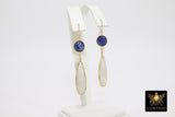 14K Gold Moonstone Earrings, Sapphire Gemstones, September Birthstone Dangle