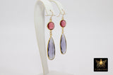 14 K Gold Aquamarine Earrings, Ruby Gemstones, Dangle Ear Wire Hooks - A Girls Gems