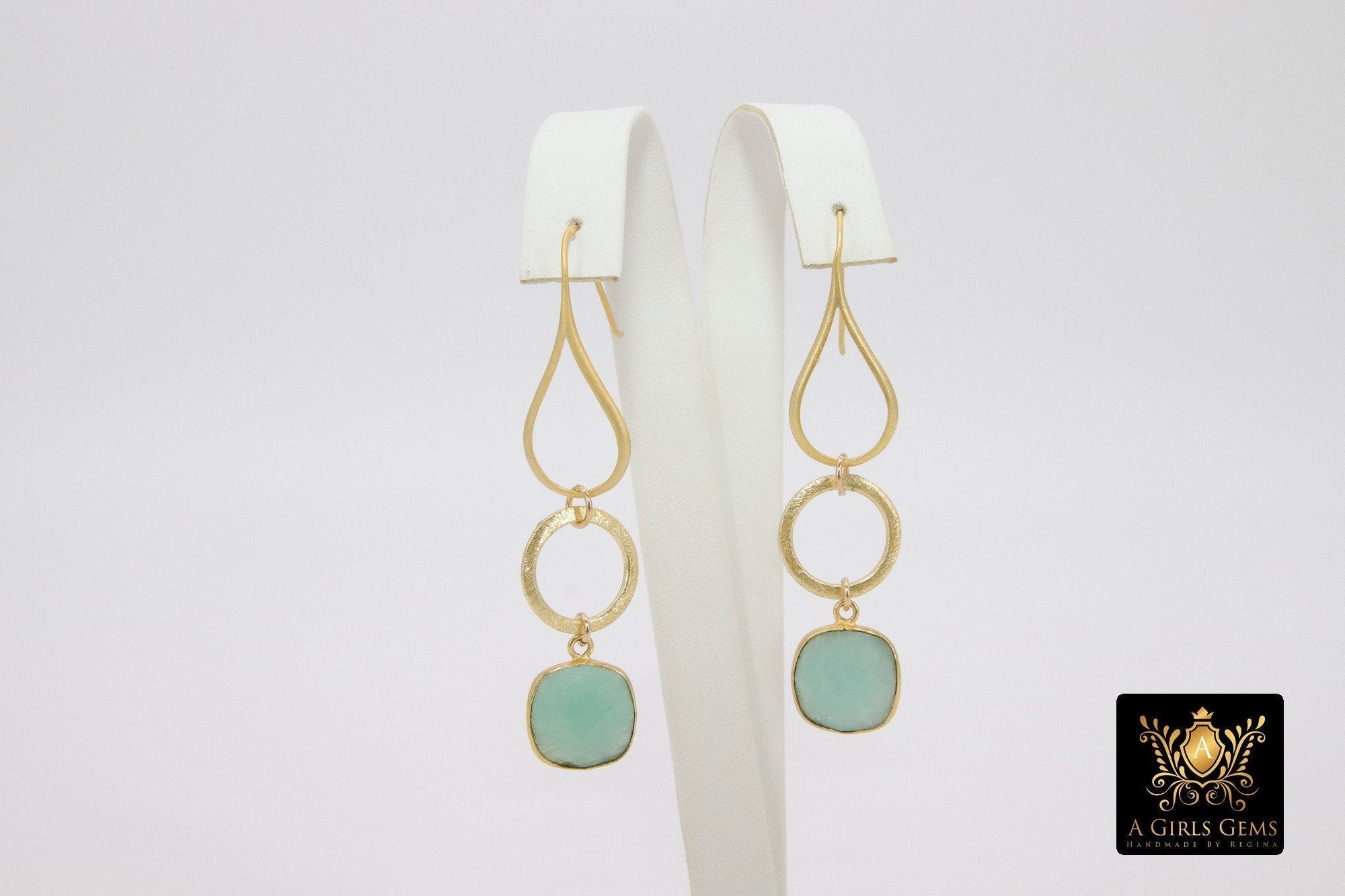 Blue Sapphire Earrings, Long Gemstone Earrings, Gold Dangle Ear Wire Hooks