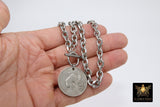 Greek Athena God Silver Coin Necklace, Silver Phoenix Toggle Wrap Necklace, Chunky Cable Chain