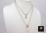 Initial Rosary Chain Necklace, 14 K Gold Toggle Wrap - A Girls Gems