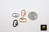 Oval Screw Lock, Mini Oval Clasps #2300, Gold Black or Silver Bracelet Jewelry Brass Findings