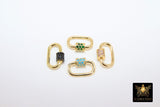 Gold CZ Mini Oval Screw Clasps, #2303, Emerald