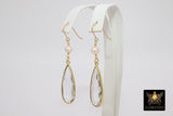 Long Dangle Earrings, Freshwater Pearl, 14 K Gold Ear Wires