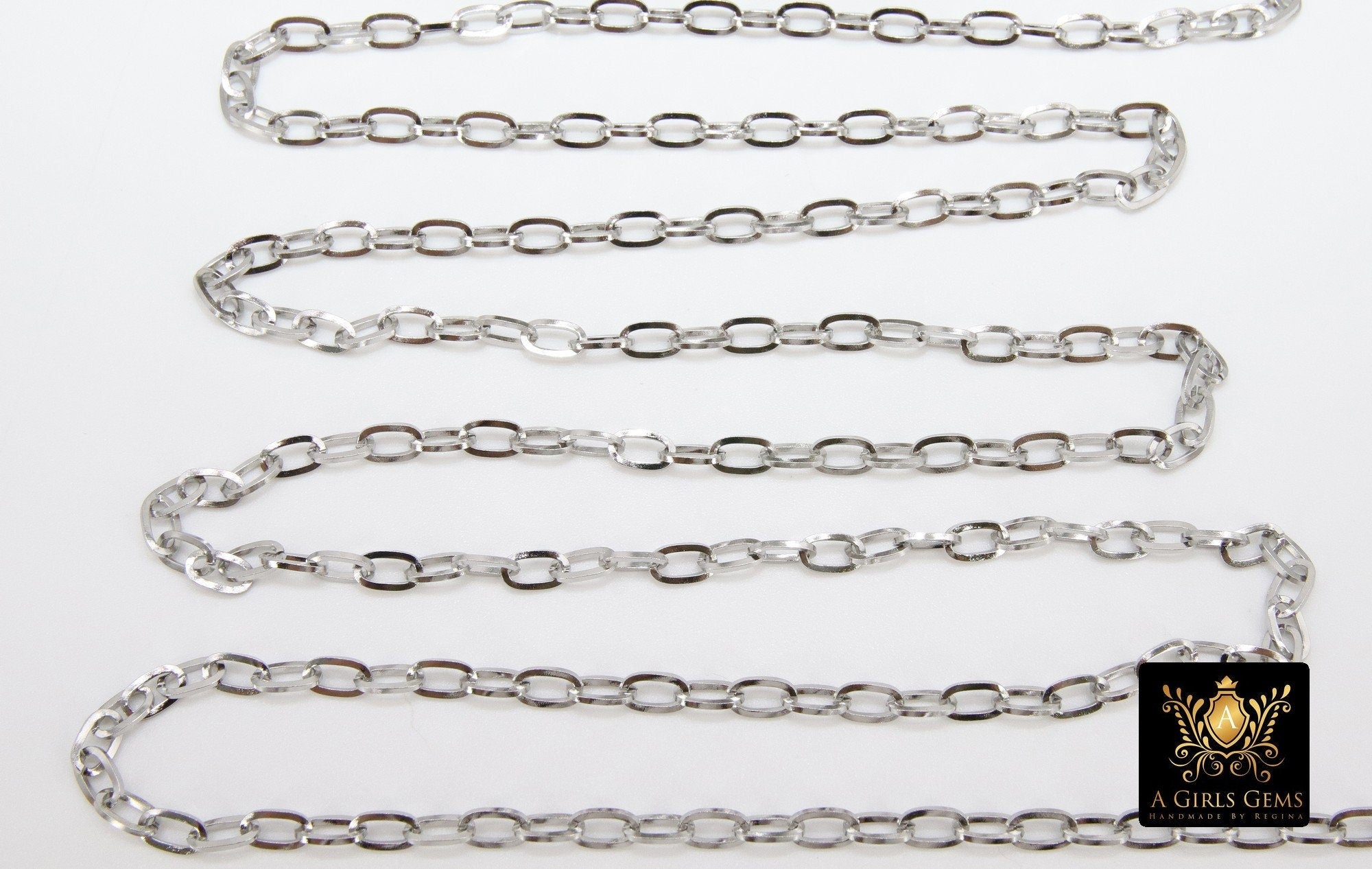 Stainless Steel Chain, 304 Silver, Gold Oval Chains