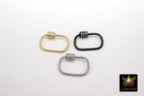Rope Carabiner Lock, CZ Pave Mini Textured Screw Clasps, Small