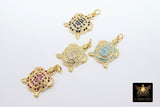 CZ Pave Turtle Charms, Gold Tortoise Pendants for Silver Sea Turtle Animal Beach Necklace