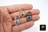 CZ Pave Lock and Key Clasps, Heart Screw Oval Clasp, Necklace Carabiner Lock Connectors #2332