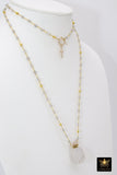 Initial Rosary Chain Necklace, 14 K Gold Toggle Wrap - A Girls Gems