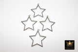 Star Crystal Charm Pendants, CZ Pave Large Silver, Black CZ