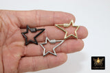 Carabiner Star Screw Clasps, Silver, Gold Large Cubic Zirconia Black Locks