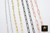 Rectangle Drawn Chain, Unfinished Gold Thick Paper Clip Chains, 1 mm Thick Necklace Cable Chains