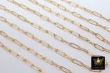 14 K Gold Filled Paperclip Chain, Rectangle Drawn 9 mm Chain, 14 20 Gold Unfinished Paper Clip Oval Chains
