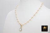 Freshwater Pearl Rosary Chain Necklace, 14 K Gold Toggle Bar 6 mm Pearl Choker - A Girls Gems