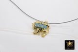 CZ Micro Pave Frog Connectors, Gold 3D Colorful Amphibian Blue Turquoise #643, Green Toad Pendant Bead