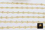 CZ Chain By The Yard, Genuine Diamond Shape CZ Bezel Chain Gold CH #548, Silver Wholesale Cz Connector Chains